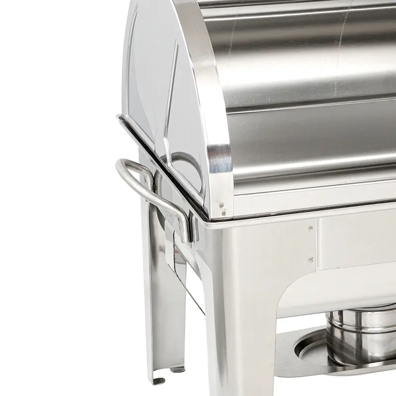 Stainless Steel Buffet Chafing Dish with a 9QT Rectangle Roll - Top Cover (11)
