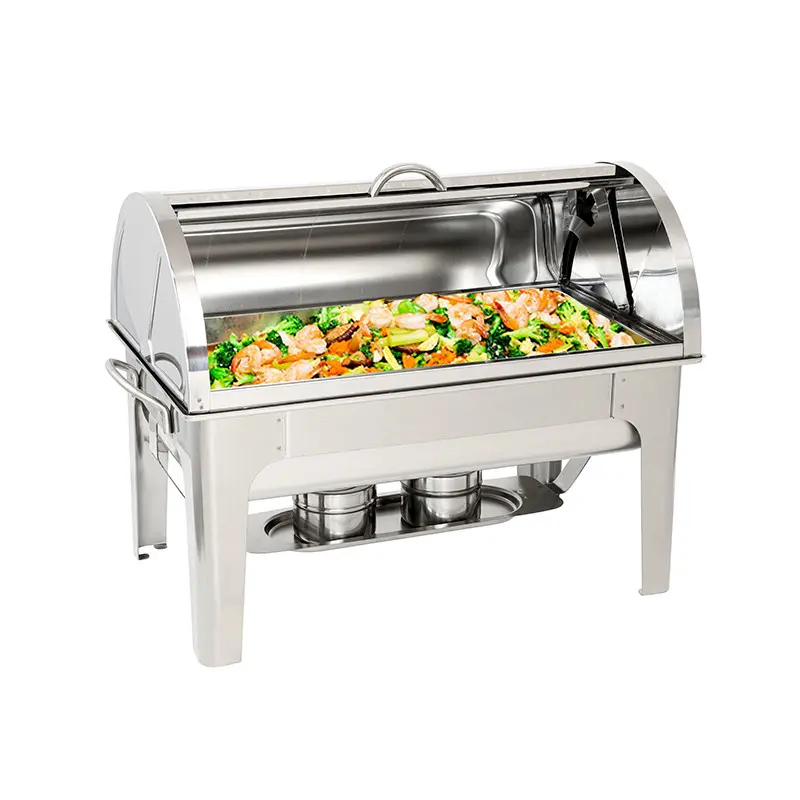 Stainless Steel Buffet Chafing Dish with a 9QT Rectangle Roll - Top Cover (1).jpg