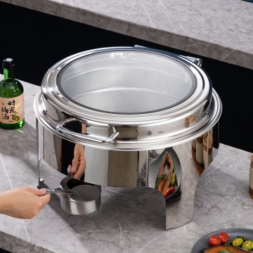 6QT stainless steel round visible self-closing ...
