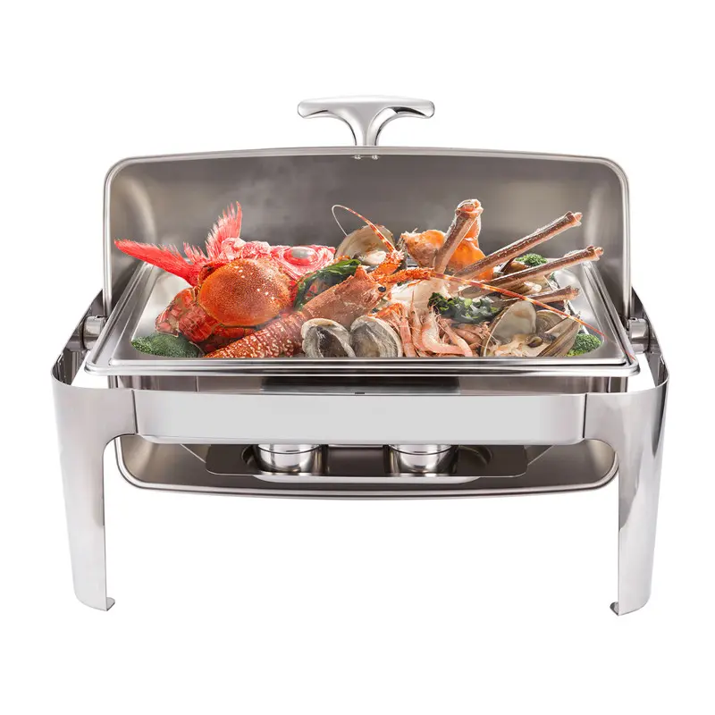 9QT rectangle roll top cover stainless steel buffet chafing dish (8).jpg