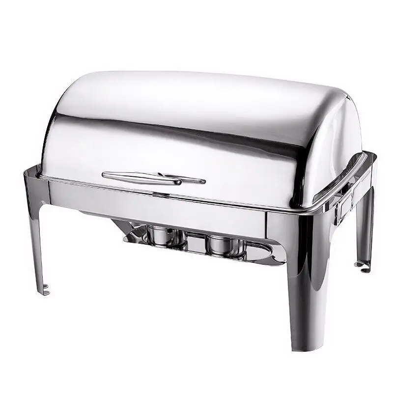 9QT rectangle roll top cover stainless steel buffet chafing dish