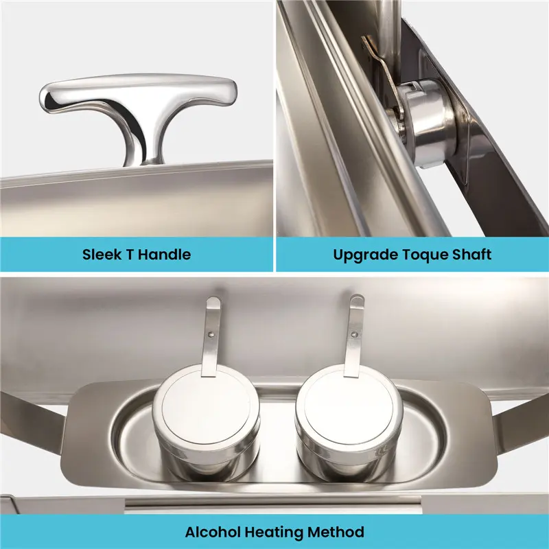 9QT rectangle roll top cover stainless steel buffet chafing dish (6)