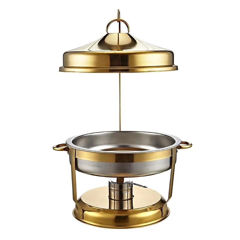 8QT Golden round stainless steel hanging lid chafing dish