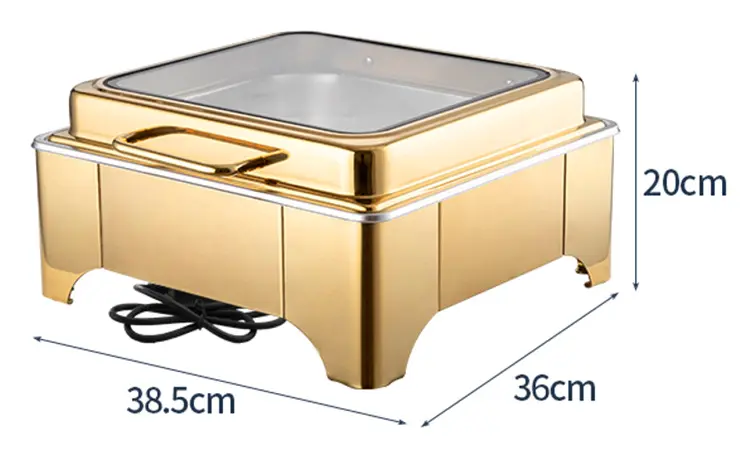 Golden square 6QT stainless steel visible hydraulic pressure lid chafing dish with win (