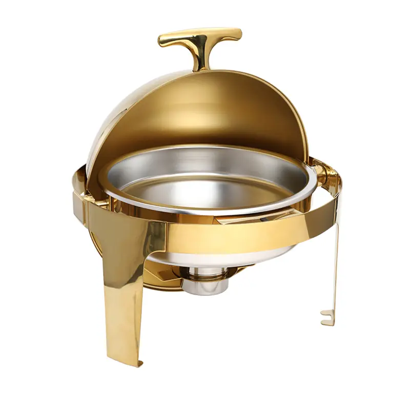 6QT golden round roll top cover stainless steel hotel buffet chafing dish (3).jpg