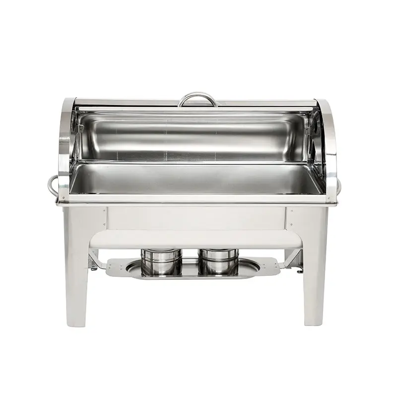 Stainless Steel Buffet Chafing Dish with a 9QT Rectangle Roll - Top Cover (3).jpg