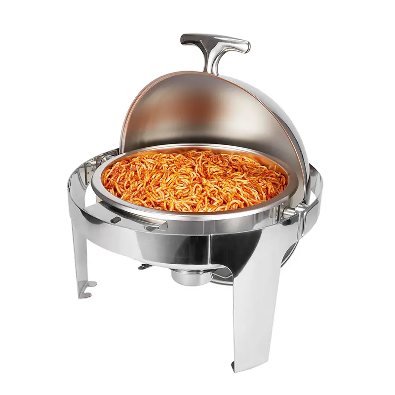 6QT round roll top cover stainless steel hotel buffet chafing dish (3).jpg